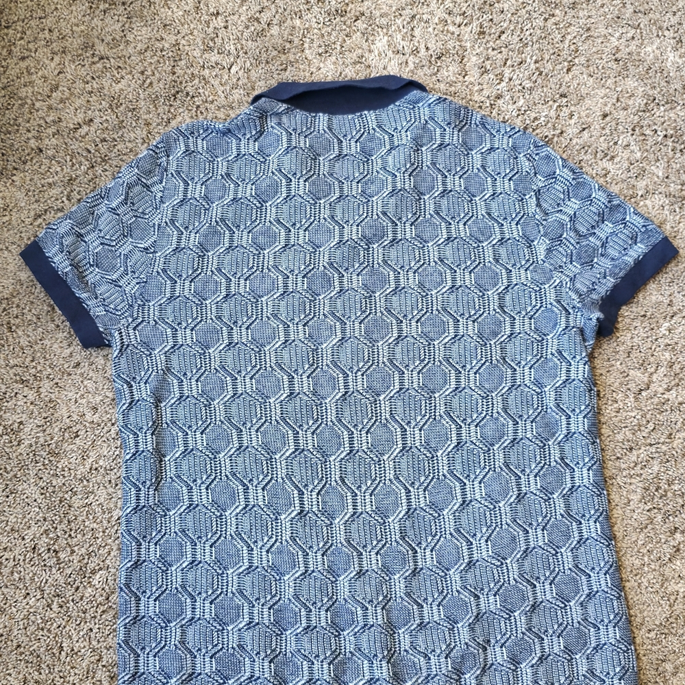 Express Blue Geometric Button Down Shirt - image 5